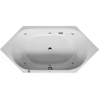 Duravit D-Code baignoire balnéo, 1900x900mm, 2 pentes de dos, Jet Project, hexagonal, écoulement central, blanc brillant, 760138000JP1000, 760138000JP1000