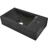 Wiesbaden Set 2w1 : Rubinetto per lavabo, CASMA, cromo + pietra piccola, B-STONE XS, 36x18cm, FATTO A MANO, destra.