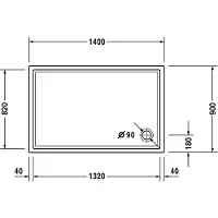 Duravit Piatto doccia rettangolare SLIMLINE STARCK con antiscivolo 1400 x 900 x 55 mm bianco