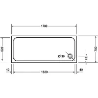 Duravit D-Code Receveur de douche, 1700x700mm, Rectangulaire, Version encastrée, 720096000000001, 720096000000001