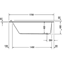 Duravit Starck Bains à remous, à encastrer, simple dos, bâti-support, garniture de vidage et de trop-plein chrome, système à jet, 1700x900mm, 760337000JS1000, 760337000JS1000