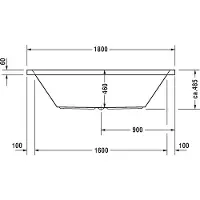 Duravit Starck Bains à remous, à encastrer, double dos inclinés, bâti-support, garniture de vidage et de trop-plein chrome, Combi-Système E, 1800x900mm, 760052000CE1000, 760052000CE1000
