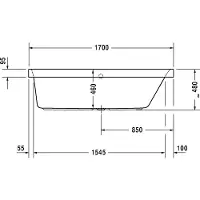 Duravit Baignoire balnéo Happy D.2, version à encastrer, simple dos à droite, bâti-support, garniture de vidage et de trop-plein, système Jet, 1700x750mm, 760313000JS1000, 760313000JS1000