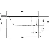 Duravit Starck Bains à remous, version à encastrer, simple dos, bâti-support, garniture de vidage et de trop-plein chrome, Air-System, 1700x900mm, 760337000AS0000, 760337000AS0000