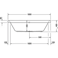 Duravit Baignoire balnéo Happy D.2, version à encastrer, double dos inclinés, bâti-support, garniture de vidage et de trop-plein, Combi-Système P, 1800x800mm, 760314000CP1000, 760314000CP1000