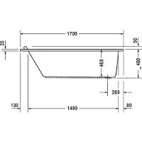 Duravit Starck Bains à remous, à encastrer, simple dos, bâti-support, garniture de vidage et de trop-plein chrome, système Jet, 1700x750mm, 760335000JS1000, 760335000JS1000