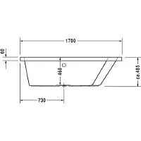 Duravit Paiova Bain à remous, à encastrer, simple dos à droite, bâti-support, vidage et trop-plein chromés, Air-System, 1700x1300mm, 760215000AS0000, 760215000AS0000