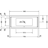 Duravit Starck Bains à remous, à encastrer, double dos inclinés, bâti-support, garniture de vidage et de trop-plein chrome, système à jet, 1800x800mm, 760338000JS1000, 760338000JS1000