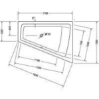 Duravit Paiova Bain à remous, à encastrer, simple dos à droite, bâti-support, vidage et trop-plein chromés, système Combi E, 1700x1300mm, 760215000CE1000, 760215000CE1000