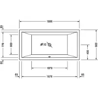 Duravit Starck Bains à remous, à encastrer, double dos inclinés, bâti-support, vidage et trop-plein chrome, Air-System, 1800x900mm, 760052000AS0000, 760052000AS0000