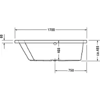 Duravit Paiova Bain à remous, à encastrer, simple dos à gauche, bâti-support, garniture de vidage et de trop-plein chrome, Combi-Système E, 1700x1000mm, 760212000CE1000, 760212000CE1000