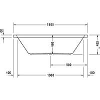 Duravit Starck Bains à remous, à encastrer, double dos inclinés, bâti-support, garniture de vidage et de trop-plein chrome, système à jet, 1800x900mm, 760052000JS1000, 760052000JS1000