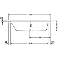 Duravit D-Code baignoire balnéo, 1700x700mm, 1 pente de dossier, Jet Project, rectangulaire, écoulement central, blanc brillant, 760097000JP1000, 760097000JP1000