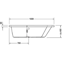 Duravit Paiova Bain à remous, à encastrer, simple dos à droite, bâti-support, garniture de vidage et de trop-plein chrome, Air-System, 1800x1400mm, 760217000AS0000, 760217000AS0000