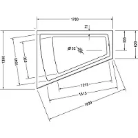 Duravit Paiova baignoire encastrée, angle à gauche, habillage acrylique moulé, 1700x1300mm, blanc, 700266000000000, 700266000000000