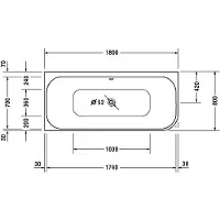 Duravit Baignoires d'angle Happy D.2, rectangulaire, angle à gauche, habillage acrylique moulé, 1800x800x460mm, 700316000000000, 700316000000000