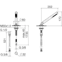 Dornbracht Garniture de douche VAIA de pour montage sur bord de baignoire ou de carrelage, 27702809-00, 27702809-00