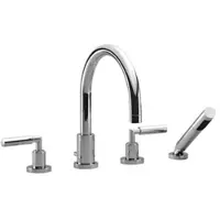 Dornbracht TARA Mitigeur de bain à 4 trous pour montage sur bord de baignoire ou sur bord de carrelage, saillie 220mm, 27512882-08, 27512882-08