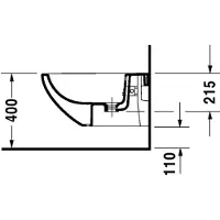 Duravit bidet mural Architec 570mm avec trop-plein, avec plage de robinetterie, 1 trou pour robinetterie, blanc, 2531150000, 2531150000
