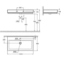 GROHE Lavabo CUBE KERAMIK 1 foro per rubinetto, con sfioratore 100 cm, 1010 x 490 mm PureGuard/bianco alpino