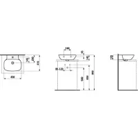 Laufen INO lave-mains, 1 trou pour robinet, avec trop-plein, 450x410mm, H8163000001041, H8163000001041