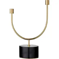 AYTM Portacandele Grasil, oro/nero, larghezza 25 cm, marmo