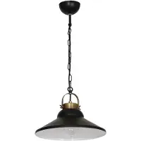 Luminex Lampada a sospensione Iron, nero/bianco/ottone anticato