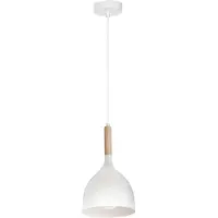 Luminex Lampada a sospensione Noak, bianco/legno naturale, Ø 17 cm