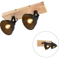 Leuchten direct Plafoniera Samia, a 2 luci, legno di mango, nero