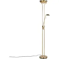 QAZQA Lampada da terra dorata con luce di lettura, LED e dimmer Diva 2