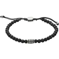 Fossil Braccialetto nero / argento