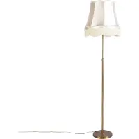 QAZQA Lampada da terra marrone con paralume in lino color tortora 45 cm, regolabile - Parte