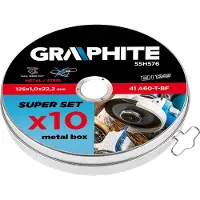 Graphite Disco da taglio per metallo 125 x 1,0 x 22,2 mm, 41 A60-T-BF, 10 pz.