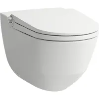 Laufen Cleanet Riva : WC douche mural, sans rebord de chasse, avec siège de WC et couvercle, télécommande incluse, H8206914000001, H8206914000001