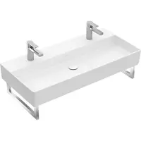 Villeroy & Boch Memento 2.0 lavabo mural, 2 trous pour robinet, avec trop-plein, non poncé, 1000x470mm, 4A22A4RW, 4A22A4RW