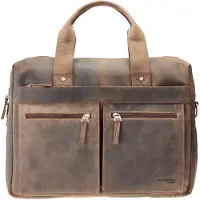 Greenland Nature Stone Valigetta Vera Pelle 39 cm marrone