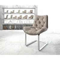 DELIFE Sedia a dondolo Taimi-Flex, rivestita in microfibra color tortora, stile vintage, base in acciaio inossidabile