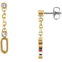 Tommy Hilfiger Orecchini Placcati Oro Con Cristalli — Orecchini