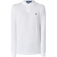 Ralph Lauren per uomo. 710680790001 Polo piqué bianca slim fit personalizzata (L), Bianco, Casual, Cotone, Manica lunga