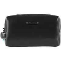 Piquadro Blue Square Borsa da toilette Vera Pelle 25 cm nero
