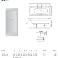 Bette BetteSelect Baignoires rectangulaires, installation, 1 place, combinaison baignoire-douche, 1700x700x420mm, 3411-000, 3411-000