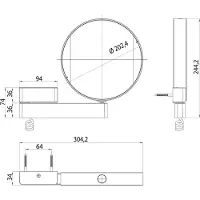 Emco Miroir de soins de beauté et de rasage à LED , réfléchissant des deux côtés, grossissement 3 et 7 fois, rond, éclairage à LED, bras articulé, câble spiralé et fiche., 109506018, 109506018