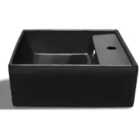 vidaXL Lavabo in Vetroceramica con foro per rubinetto/trabocco nero quadrato