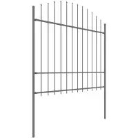 vidaXL Recinzione da giardino con punte di lancia in acciaio (1,5 - 1,75) x 15,3 m nero