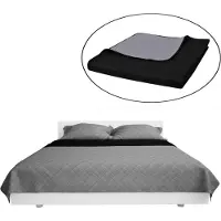 vidaXL BEDSPREAD DOPPELT 230 x 260 cm Schwarz grau