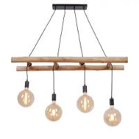 JUST LIGHT Lampada a sospensione Edgar di legno, 4 luci