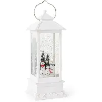 Konstsmide Lanterna LED ad acqua con pupazzo di neve - 1 LED bianco caldo - 27,5 cm - timer - batteria - interno - vintage - bianco