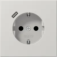 JUNG Presa SCHUKO 16 A 250 V ~, con caricatore USB 1 x tipo C, protezione tattile avanzata integrata, serie LS, grigio chiaro LS1520-18CLG