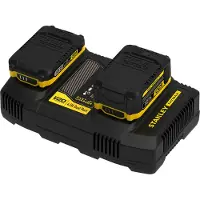 Stanley Fatmax Chargeur de batterie à 2 compartiments 18V V20 4A