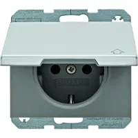 Berker 47517203 Presa SCHUKO con coperchio ribaltabile in alluminio K.5